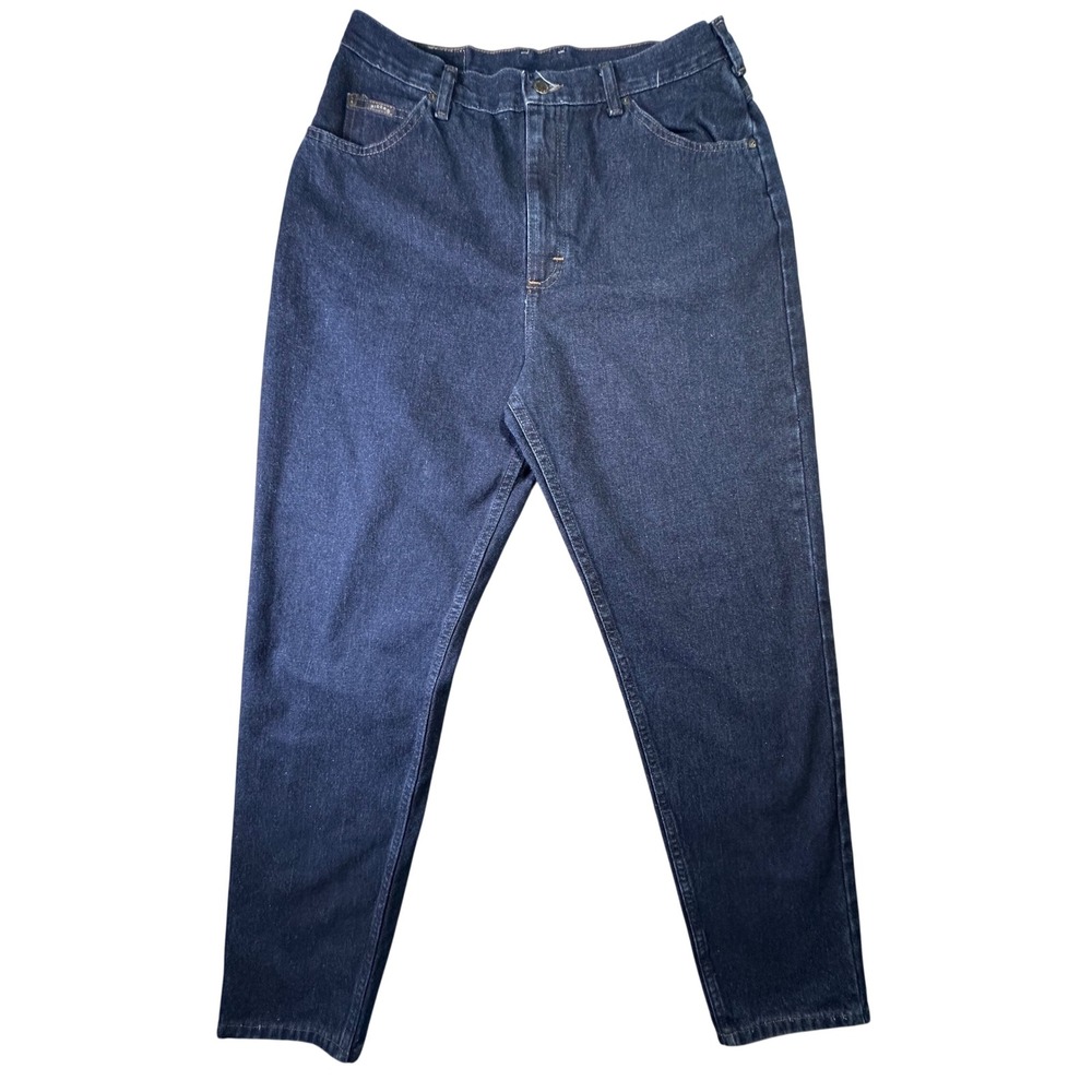 Riders High Waisted Tapered Mom Jeans Dark Wash Denim 14M Blue Retro Streetwear